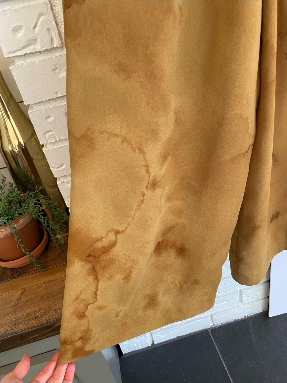OAK + FORT Wide-Leg Tie-Dye Culotte Pants in Mustard Brown Sz Large Goblincore - Picture 7 of 14